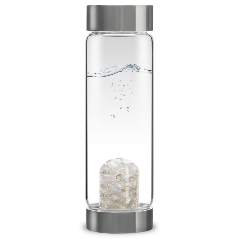 Steklenička za vodo s kristali - Luna mavrični mesečev kamen, labradorit, kamena strela