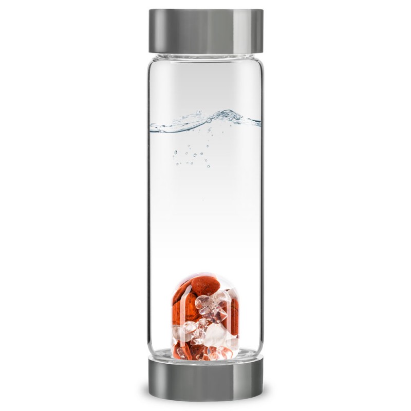 Steklenička za vodo s kristal - Vitalnost rdeči jaspis, magnezit, kamena strela