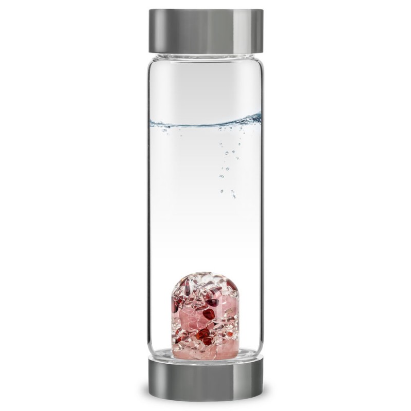 Steklenička za vodo ViA - Ljubezen Kristal: roževec, granat, kamena strela