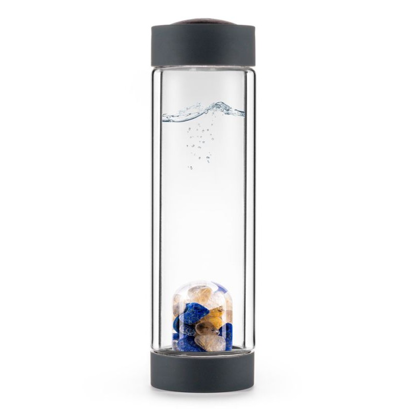 steklenička za vodo: kamena strela z rutilom, lapis lazuli