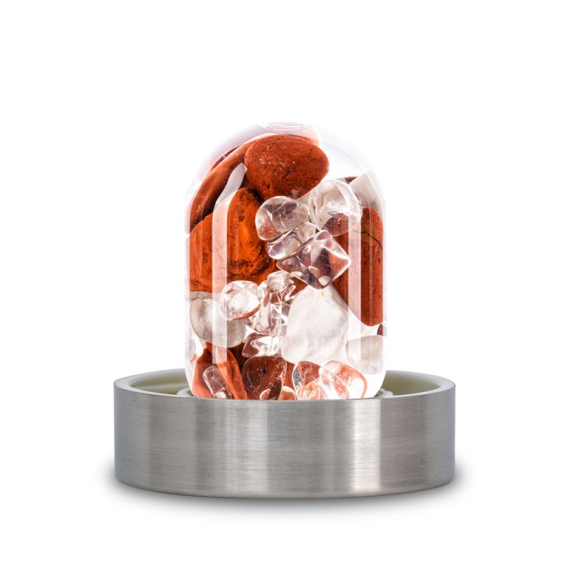 kristal v steklenički: rdeči jaspis, magnezit, kamena strela
