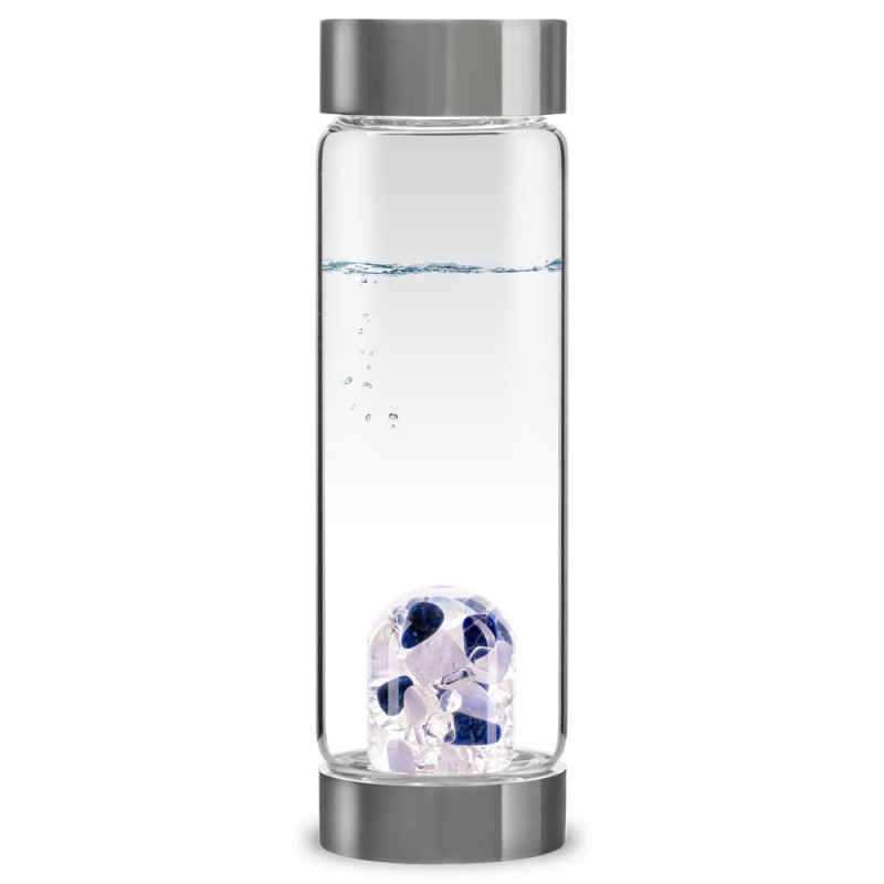 Steklenička za vodo s kristal kalcedon, sodalit, kamena strela